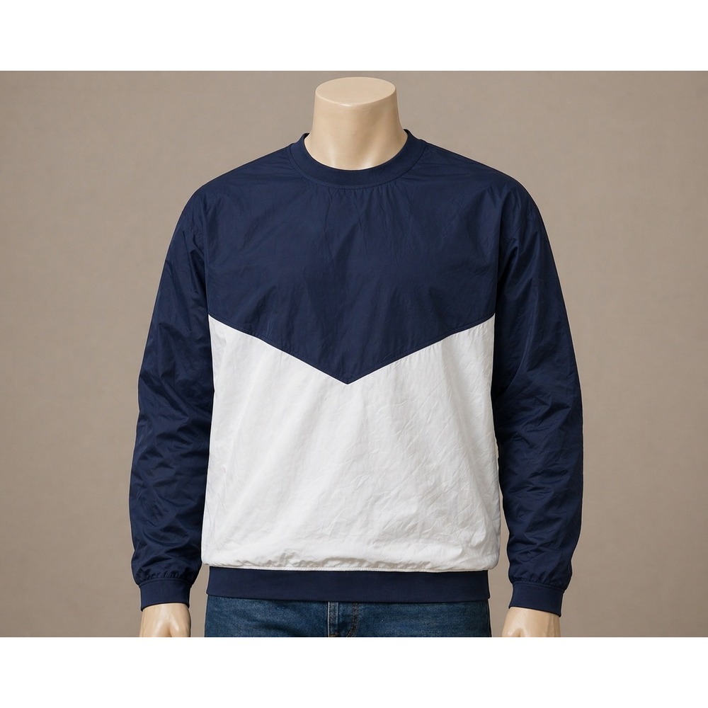 Nike Shield Mens XL Navy White Chevron Windbreaker Pullover Crew Neck Jacket